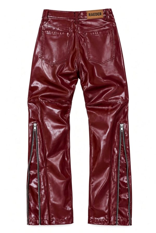 RAEDER Burgundy Zip-Hem Leather set