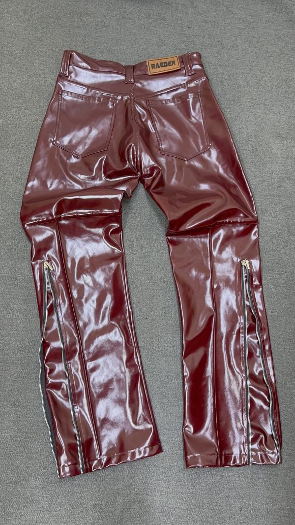 RAEDER Burgundy Zip-Hem Leather set